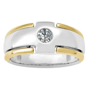 Banda de compromiso solitario deslumbrante diamante CVD 0,25 quilates cultivada en laboratorio - oro 14 K - Imagen 1 de 4