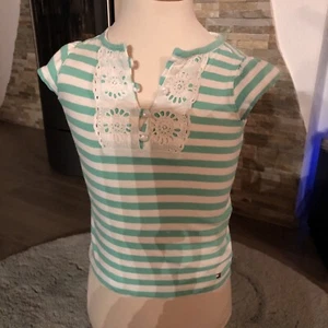 Tommy Hilfiger T-Shirt Gr. 2 86 / 92 Grün Weiß Gestreift Spitze ♥️ - Bild 1 von 5