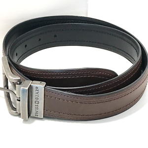 Swiss Gear Belt Men's Size L 36 - 40 Brown Leather Reusable Buckle