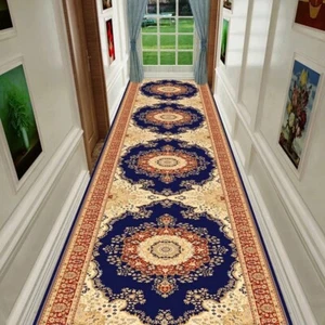 Boho Tribal Area Rugs Blue Yellow Hallway Runner Rugs Kitchen Throw Carpet - Picture 1 of 7