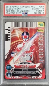 Saban's Power Rangers ACG Jason Faunt Red TFR - S3 Uni/Hope PSA 10 Auto 7 - Picture 1 of 2