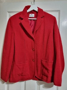 Frank Walder %100 Virgin Wool Red Jacket Womens Blazer Pockets Size 38 UK 10 - Picture 1 of 5