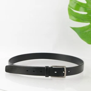 Perry Ellis Men's Belt Size 38 Full Grain Black Leather Sturdy Silver Buckle - Picture 1 of 13