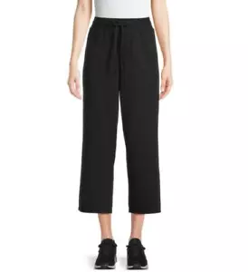 NEW Black Sz XXXL / 22 Elastic Waist Pull On Soft Stretchy Cropped Pants Pockets - Picture 1 of 4