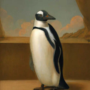 Pinguin Portrait Ölgemälde Kunstdruck - 12 x 18 cm - Bild 1 von 1