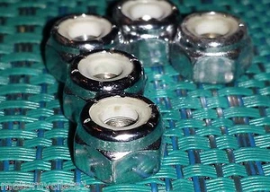 CUSTOM CHROME 10-24 CHROME NYLON LOCK NUTS 5/PACK 14-621 - Imagen 1 de 2