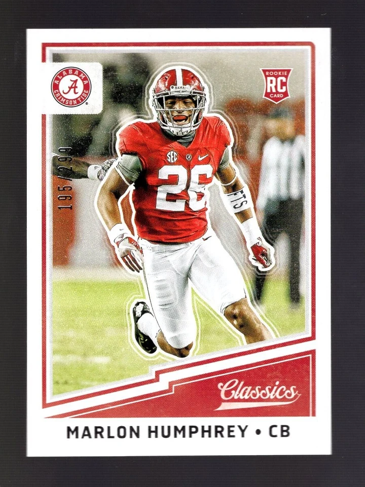 2017 CLASSICS RED BACK #264 MARLON HUMPHREY RC 195/299 ALABAMA CRIMSON TIDE - Image 1 of 1