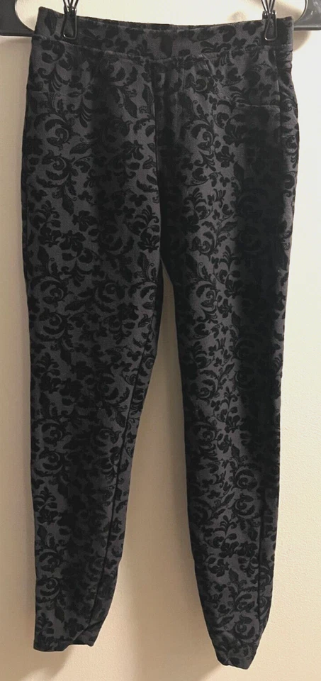 Mujer Leggings Talla Pequeña Xhilaration Negro Estampado Floral Terciopelo Pantalones Foto 1 de 4