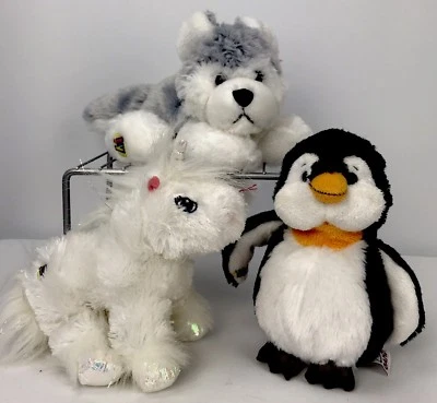 Juguete de peluche Ganz Lil' Kinz Husky blanco unicornio pingüino juguete 7,5" 3 piezas Foto 1 de 4