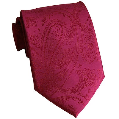 Nueva Corbata Para Hombre Poliéster Tejida 2.5" Ajustada Solo Paisley Rosa Caliente Baile de graduación Formal Foto 1 de 2