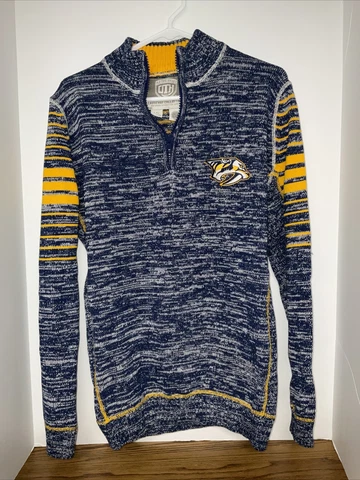 Nashville Predators Sweater  Old Time Hockey Causeway 1/4 Zip Men’s Large Cover