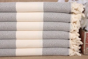 Engagement Gift, Gifts for Coworker, Dark Gray Towel, Diamond Towel, 40"x71" - Picture 1 of 9