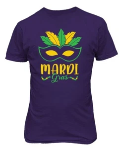 Mardi Gras Carnival Mask Beads Street Festival Unisex T-Shirt - Picture 1 of 2