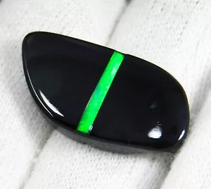 23.60 Ct Natural Australian doublet Black Fire Opal Fancy Cabochon Gemstone - Picture 1 of 4