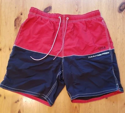 Y2K Tommy Hilfiger Swim Trunks Mens M Nautical Color Block Lined Board Shorts - Image 1 of 4