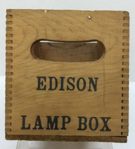 Edison Lamp Box Wood Antique - Picture 1 of 7