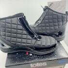 Totes Womens Slope Winter Snow Boots Waterproof Quilted Front Zip Black Size 9W