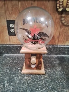 VINTAGE BUDWEISER ANHEUSER BUSCH PEANUT GUMBALL DISPENSER MACHINE W/GLASS GLOBE - Picture 1 of 8