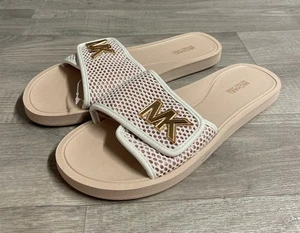 Michael Kors Palmer Slide Logo Rose Gold Mesh Sparkle Schuhe Gr. US 9 UK 6/7 Neu - Bild 1 von 23