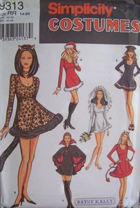 Simplicity 9313 Miss 6-12 Sexy Gattino Vampiro Babbo Natale Sposa Marinaio Costume Modello - Foto 1 di 2