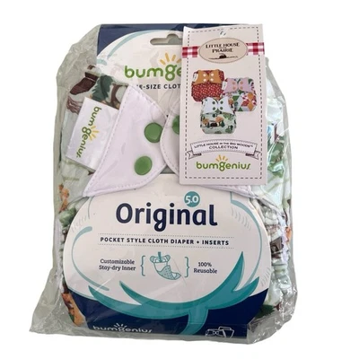 NEW BumGenius Original Pocket Style Cloth Diaper + Insert Little House Big Woods - Image 1 of 4