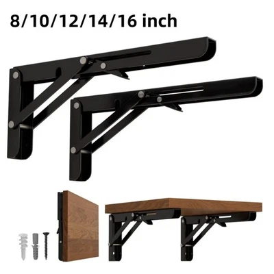 Folding Shelf Brackets, 2 Pcs Heavy Duty Foldable Shelf Brackets Metal - Image 1 of 4