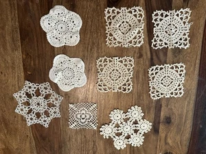 Juego de tapetes de ganchillo crema vintage hechos a mano - Imagen 1 de 11