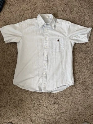 Bape Short Sleeve Shirt Mens Medium Blue Button Down 'A Bathing Ape' - Image 1 of 4