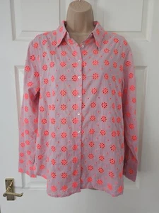 Boden Broderie Anglaise Shirt Blouse Size 10 Petite Orange & Pink Cotton - Picture 1 of 12