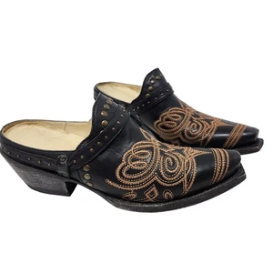 Corral Leder bestickt braun spitz zulaufend Cowgirl Pantoletten Western Größe 7 M - Bild 1 von 9