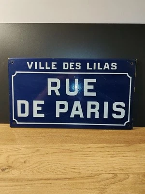 rare ancienne plaque de rue émaillée original Rue De Paris A Saisir  - Photo 1/4
