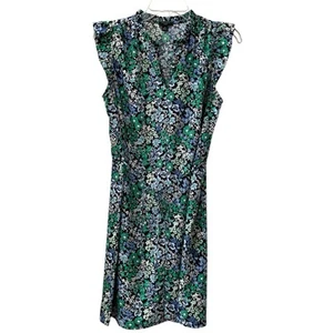 Ann Taylor LOFT Kleid Damen MP blau, schwarz, grün & weiß ärmellos geblümt - Bild 1 von 8