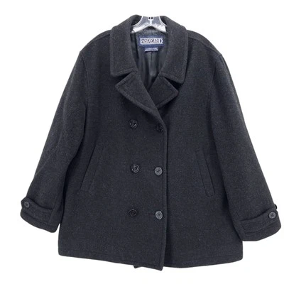 Abrigo Vintage LANDS END Original Tiroler Loden Lana Chaquetón Gris Carbón XL? Foto 1 de 4