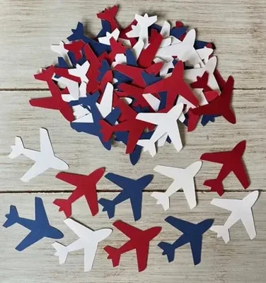 Airplane Cutouts Patriotic Aviation Party Decorations USA Birthday Party 50 pc - Image 1 of 2