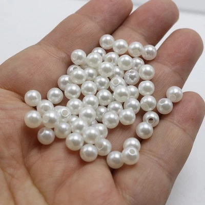 500 piezas cuentas redondas de perlas de imitación de plástico de 6 mm color perla de imitación para elegir Foto 1 de 4