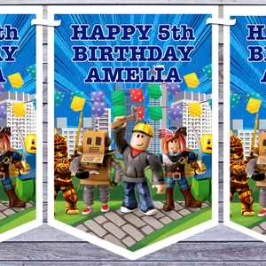 ROBLOX PARTY BUNTING personalised AGE NAME - Picture 1 of 3