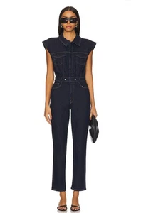 Good American Trucker Denim Jumpsuit in dunkelblauer Waschung Größe S - Bild 1 von 8