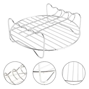 1 Set Accessorio Porta Friggitrice ad Aria Acciaio Inox Griglia Rack Barbecue - Foto 1 di 12
