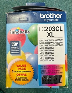 Oryginalne wysokowydajne wkłady atramentowe Brother LC203CL XL uszczelnione Exp 2026 - Zdjęcie 1 z 3