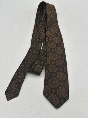 Vintage Wembley Tie Brown Geometric Floral Medallion Pattern 3.25” Wide - Image 1 of 4