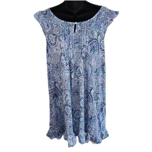 Ralph Lauren Large Black Label Blue Paisley Ruffle Trim Nightgown Sleep Dress - Picture 1 of 9