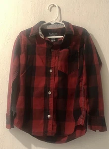 Jungen Calvin Klein Jeans Buffalo kariertes Button-Down-Hemd, Größe 7 *EUC* - Bild 1 von 3