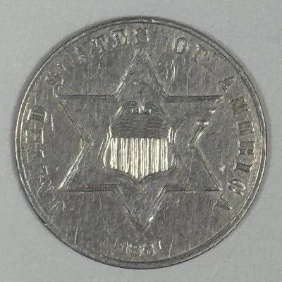 1861 THREE CENT SILVER AU DETAILS - Image 1 of 3