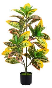 Aphighjoy Fake Plant Artificial Croton Plant 35.4'' Tall with Colorful Leaves... - Picture 1 of 7
