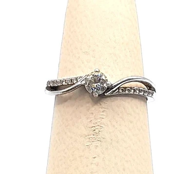 2 Ct Round Cut Simulated Diamond Waves Wedding Band Ring 14k White Gold Plated - Image 1 of 4