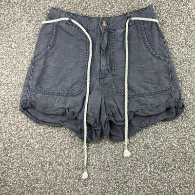 C&C California Shorts Womens 2 Blue Navy Chambray Linen Classic Pockets Ladies - Image 1 of 4