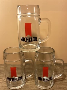 Set Of (3) Large MICHELOB BEER Heavy Glasses Mugs - Picture 1 of 4