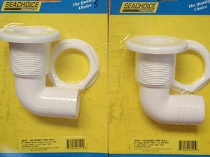 PAR DE DRENAJES DE CUBIERTA LIVEWELLS 1-1/2" PARA CASCO 18121 MANGUERA DE 90 GRADOS LIVEWELLS CAJA DE PECES - Imagen 1 de 1