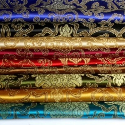 Chinese Embroidery Brocade Silky Cushion Fabric Sewing Flowe for Dress Quilting - image 1 of 4