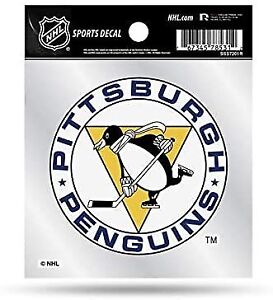 Pittsburgh Penguins 4x4 Inch Die Cut Decal Sticker, Retro Logo, Clear Backing